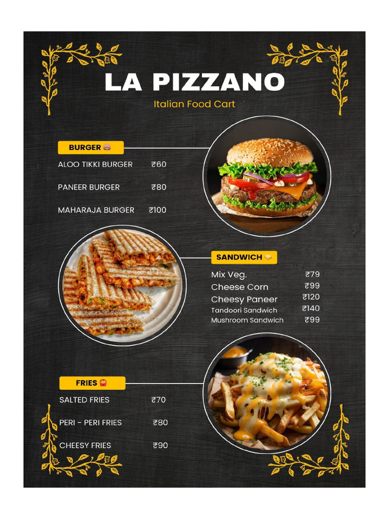La Pizzano Food Menu | PDF