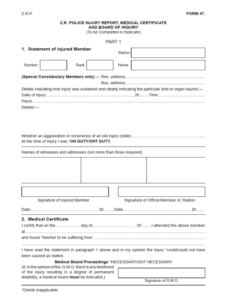 ZRP Form 47 | PDF | Criminal Law | Public Law
