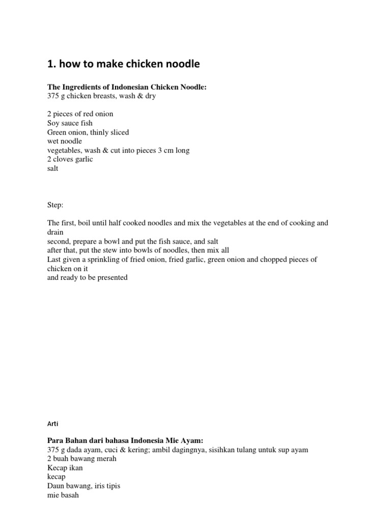 How To Make Chicken Noodle | PDF | Cooking, Food & Wine