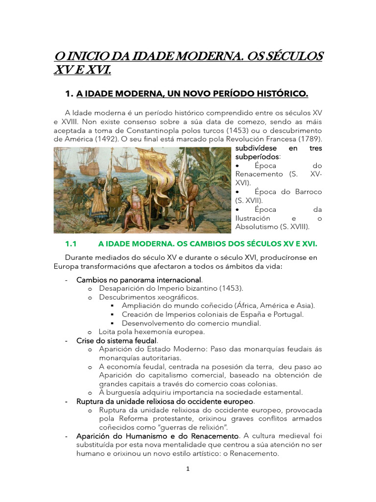 Apuntes. o Inicio Da Idade Moderna | PDF