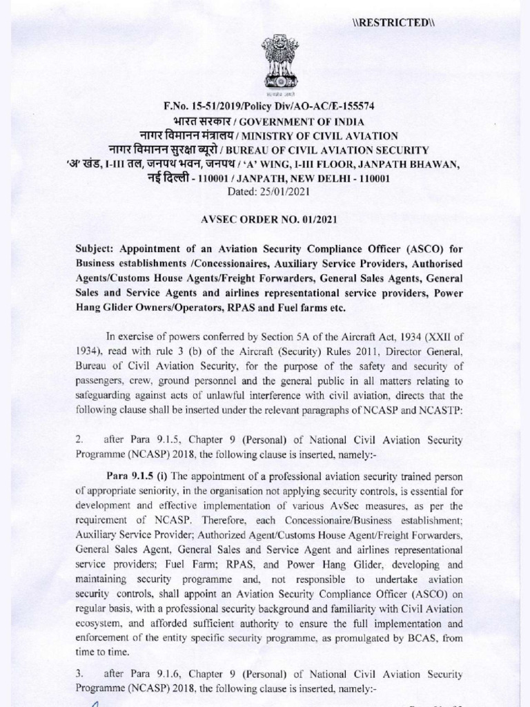 Avsec Order 1-2021 | PDF
