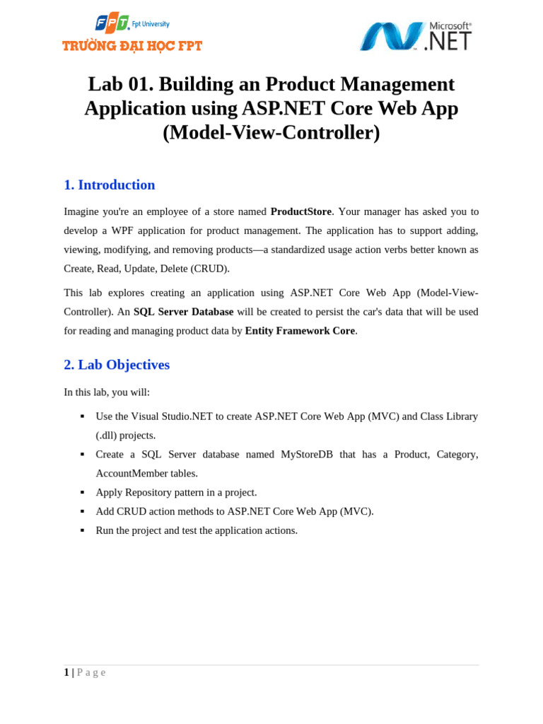 ASP.NET Core Product Management App | PDF | Model–View–Controller ...