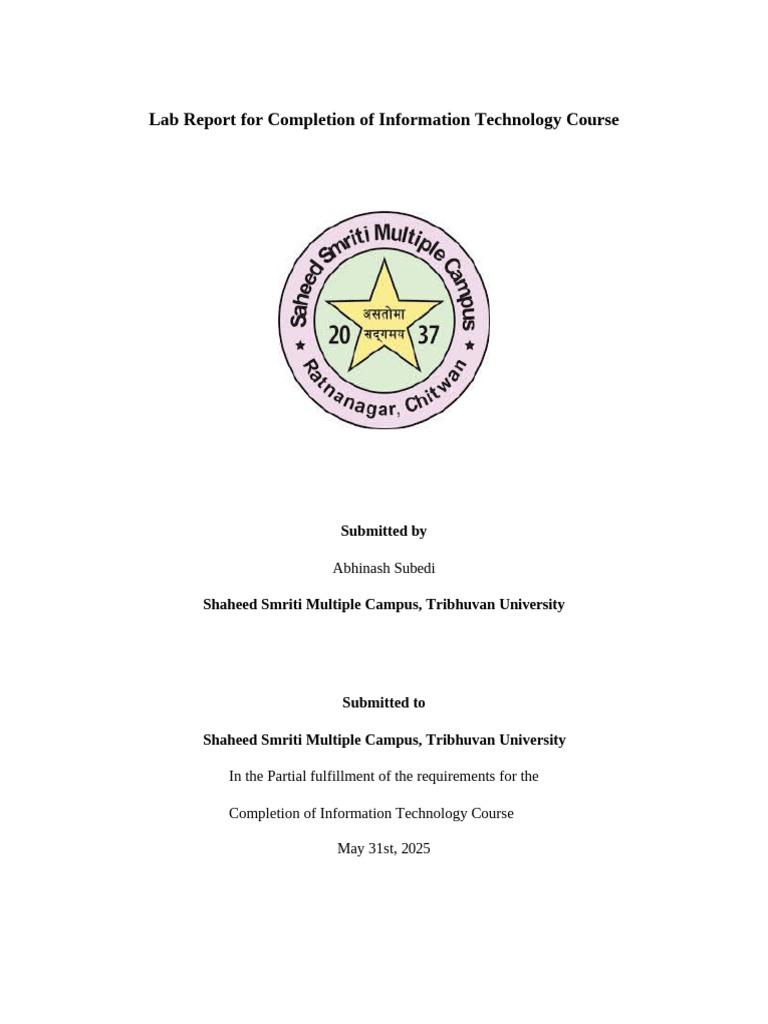Lab Report: IT Course Overview | PDF | Microsoft Excel | Microsoft Word
