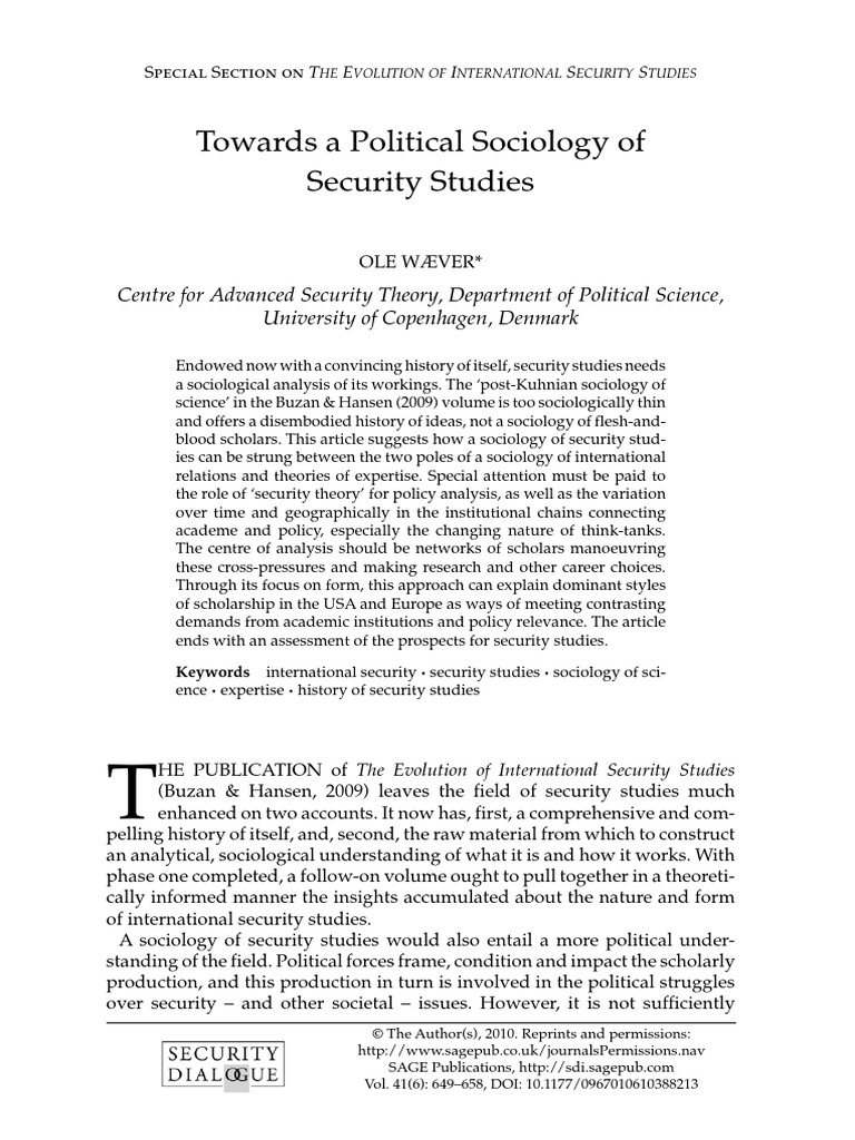 Political Sociology of Security Studies | PDF | Sociology | Science