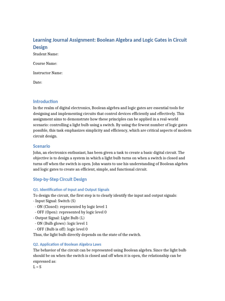 Boolean Logic Gates Circuit Design | PDF | Logic Gate | Boolean Algebra