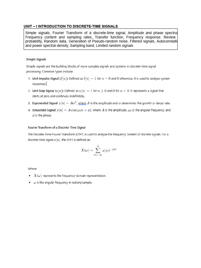 Discrete-Time Signals and Analysis Techniques | PDF | Spectral Density ...