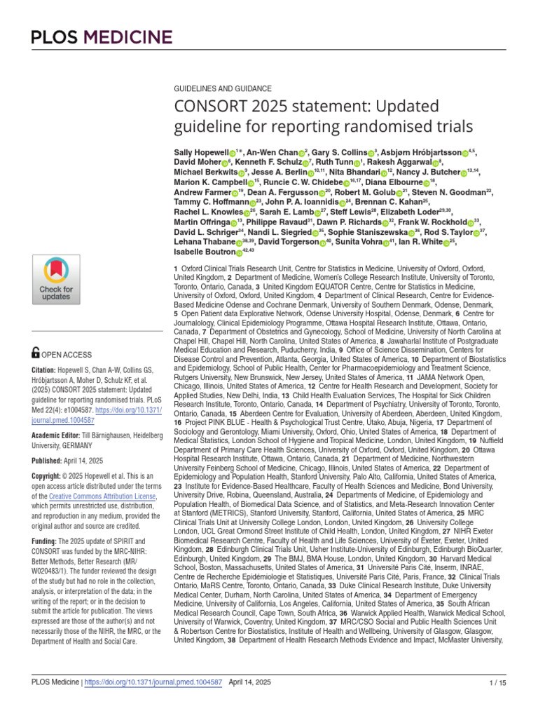 CONSORT 2025: Updated Trial Reporting Guidelines | PDF | Randomized ...
