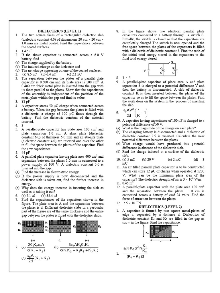 Dielectric Capacitor Calculations and Analysis | PDF | Capacitor ...