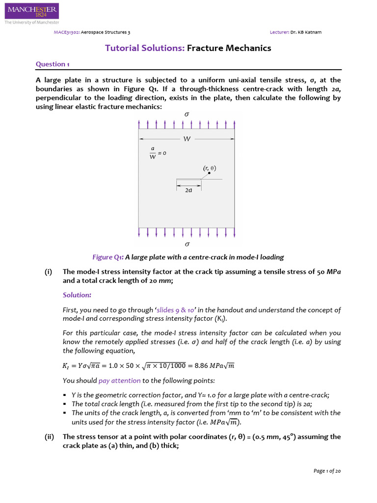 Fracture Mechanics Tutorial Solutions | PDF | Fracture | Fracture Mechanics