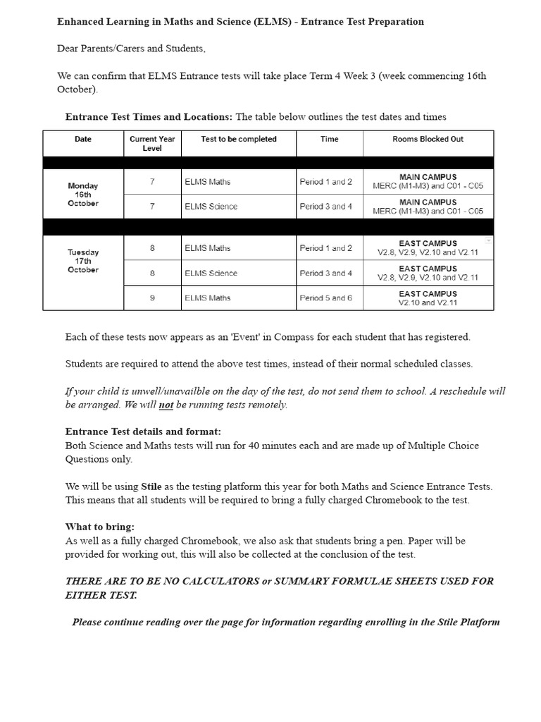 ELMS Entrance Test Preparation Guide | PDF