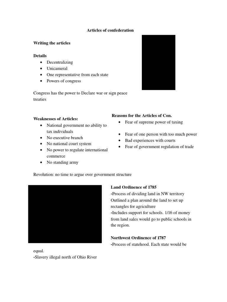 Overview of the Articles of Confederation | PDF | Constitutional ...