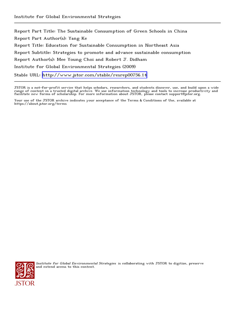 Green Schools and Sustainable Consumption in China | PDF ...