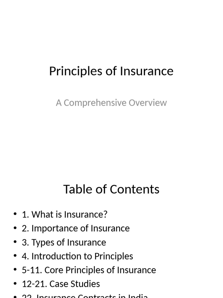 Core Principles of Insurance Explained | PDF | Insurance | Indemnity