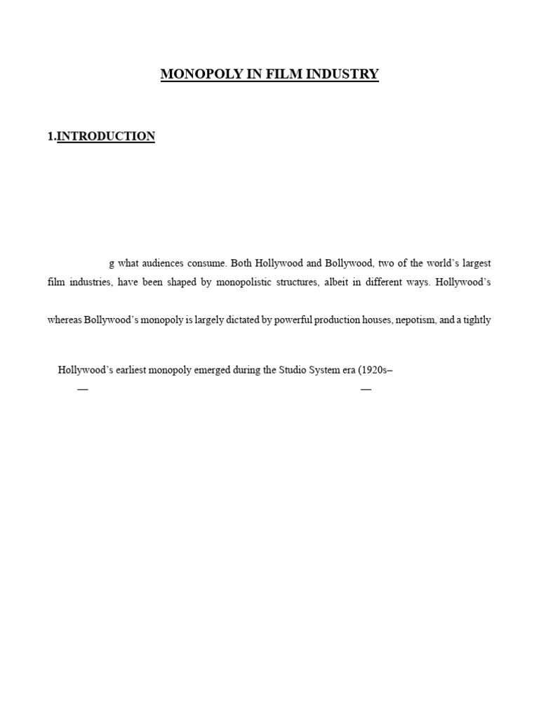 Monopolization in Film: Hollywood & Bollywood | PDF | Cinema Of The ...
