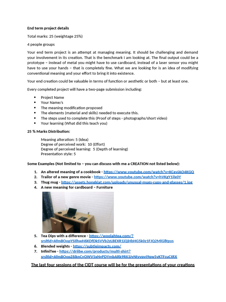 End Term Project Guidelines | PDF