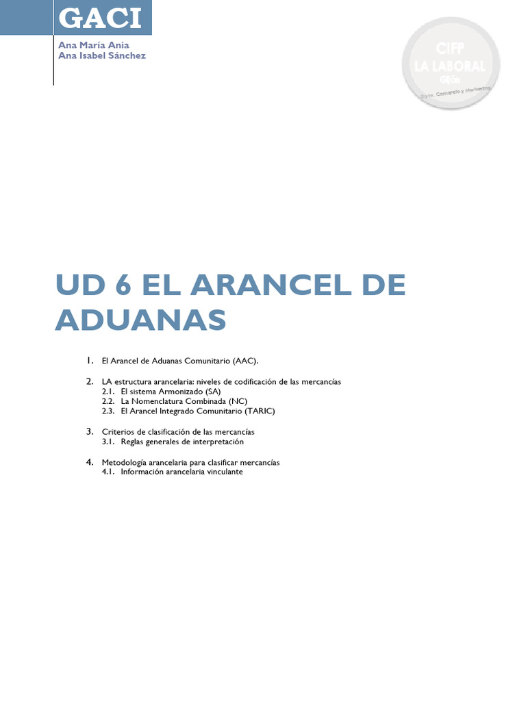 Arancel de Aduanas: Estructura y Clasificación | PDF | aduana | Arancel