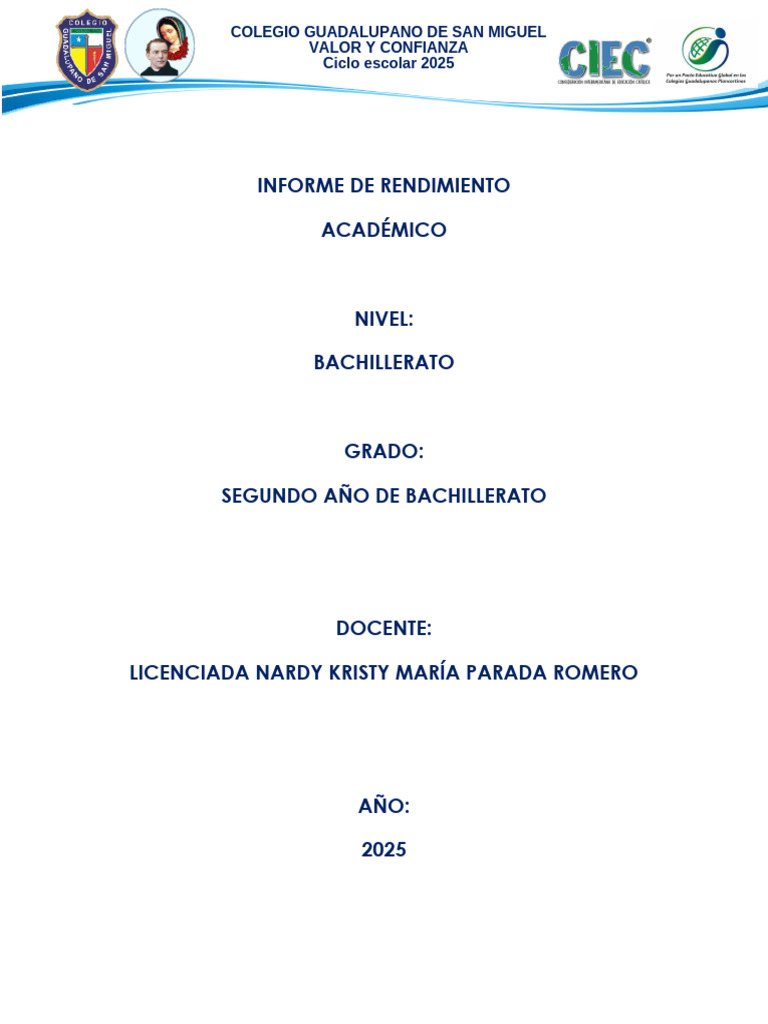 Informe de Rendimiento Académico 2025 | PDF | Maestros | Aprendizaje