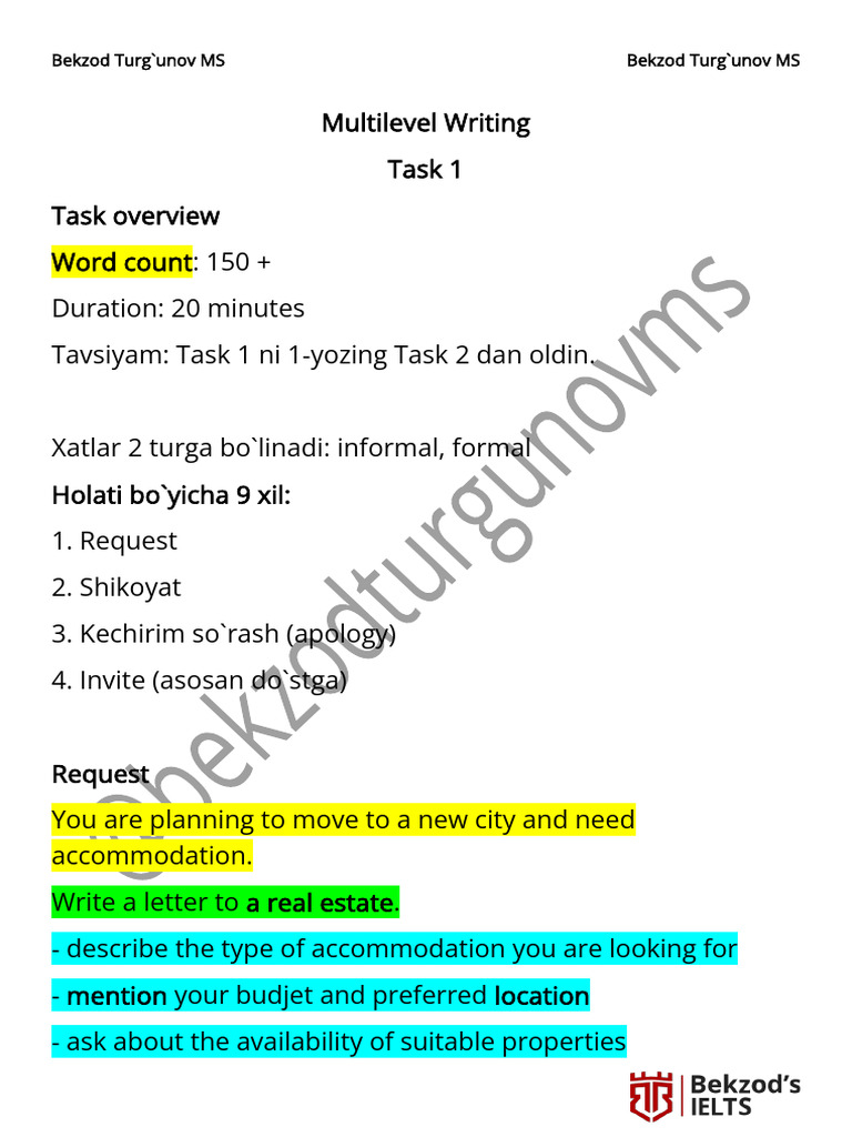Multilevel Writing Task 1 Overview | PDF