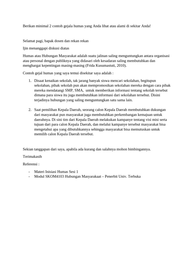 Contoh Gejala Humas dalam Masyarakat | PDF