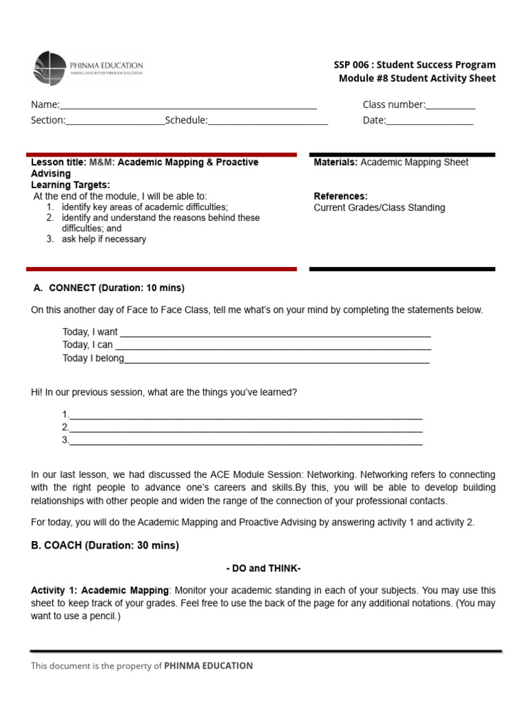 Academic Mapping & Advising Guide | PDF | Behavior Modification ...