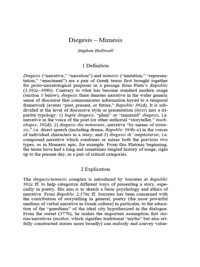 Diegesis and Mimesis in Plato's Republic | PDF | Poetics (Aristotle ...