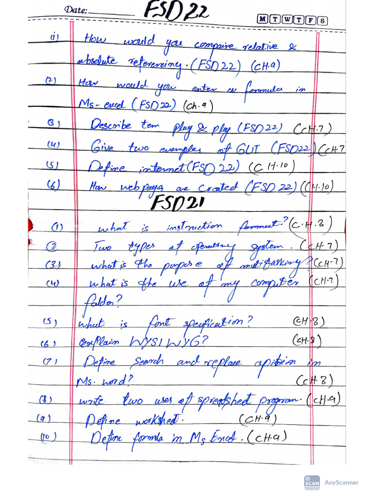 Computer Past Papers Questions of 1st Year | PDF