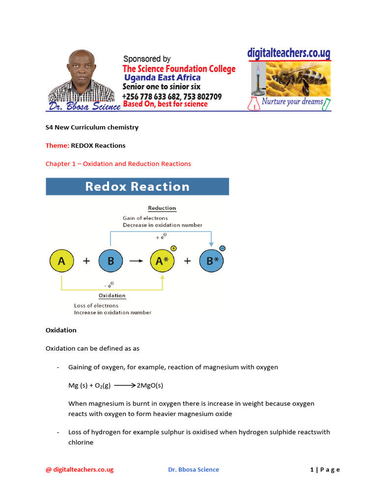 Redox Reactions in Chemistry Explained | PDF | Redox | Ion