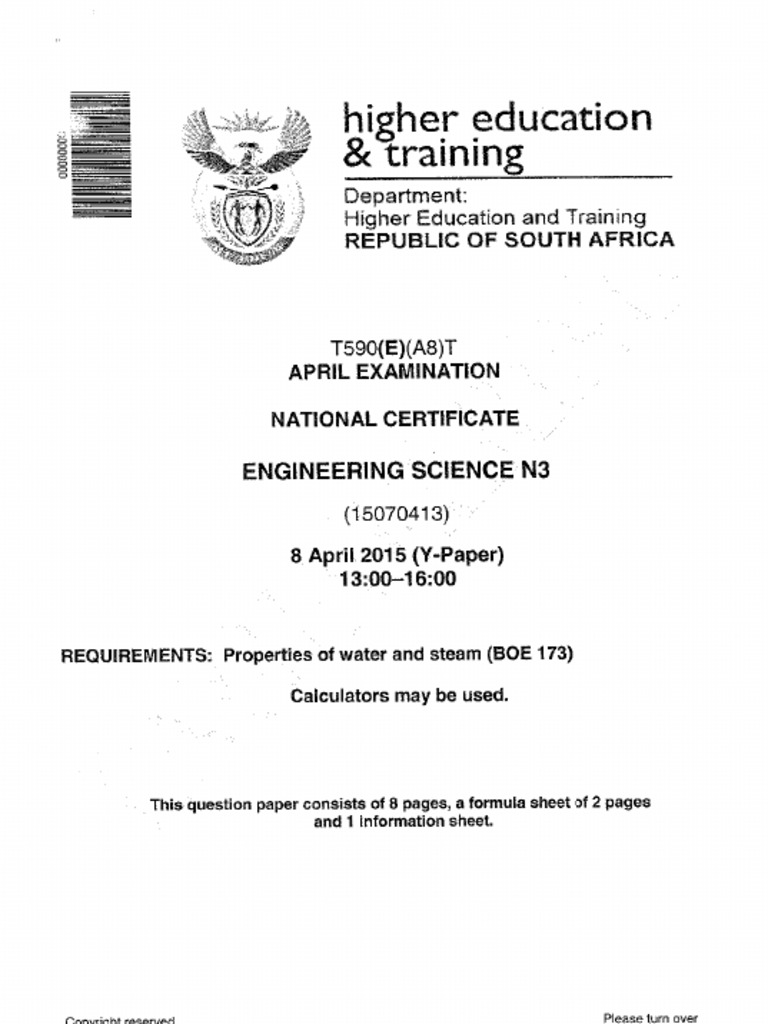 N3 Engineering Science 8 April 2015 1 | PDF