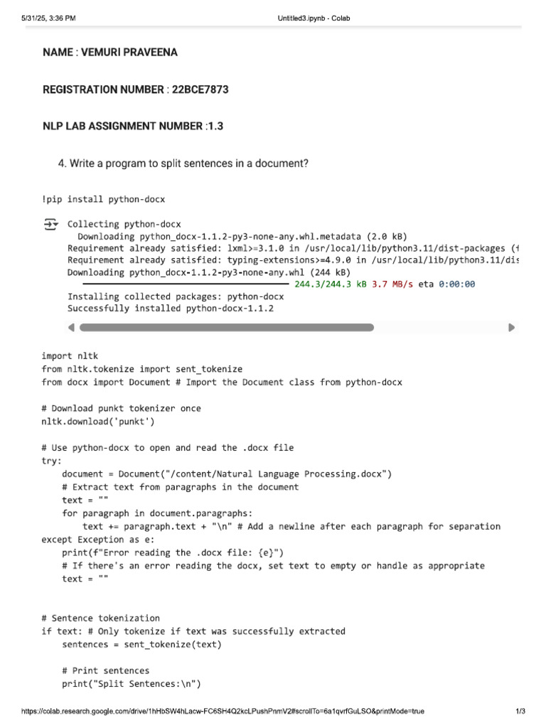 NLP 22bce7873 - 1.3 | PDF
