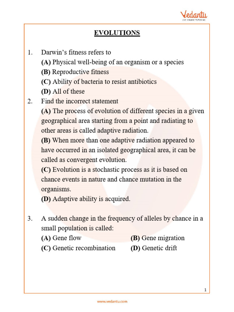 Evolutionary Concepts and Theories Quiz | PDF | Natural Selection | Homo