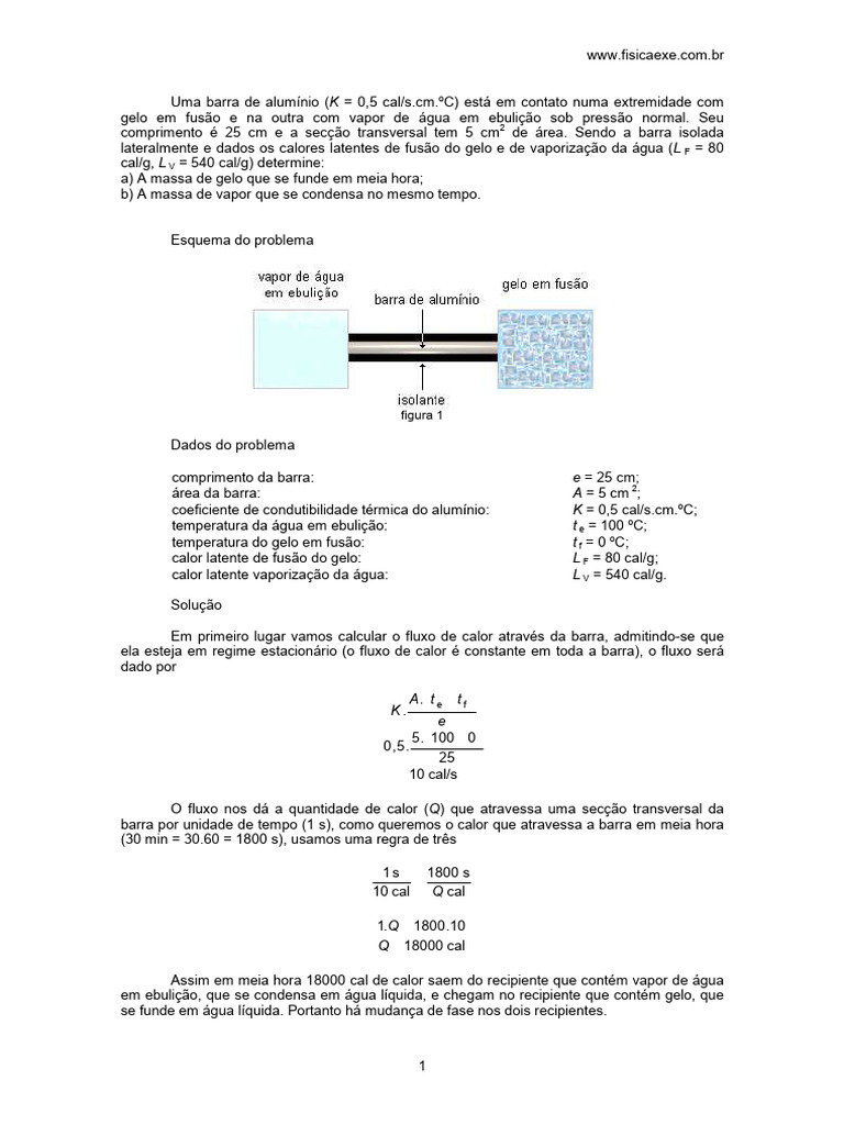 Cálculo de Massa de Gelo e Vapor em 30 Minutos | PDF | Calor ...