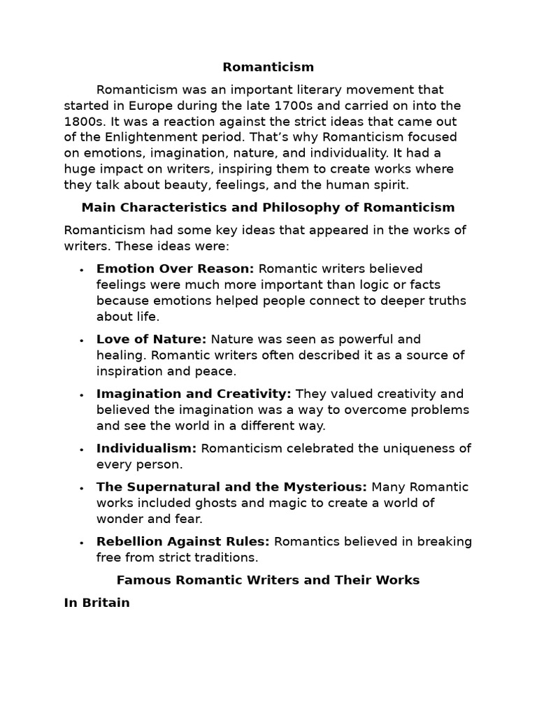 Understanding Romanticism's Core Themes | PDF | Romanticism