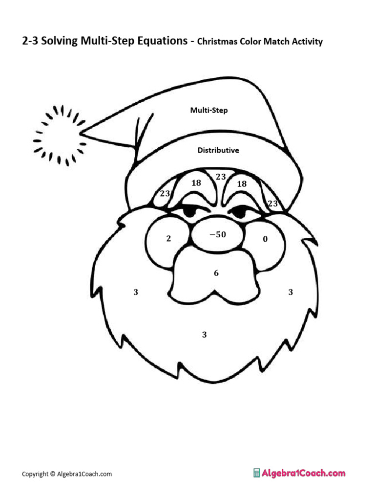 2 3 Solving Multi Step Equations SE Christmas Color Match Activity | PDF