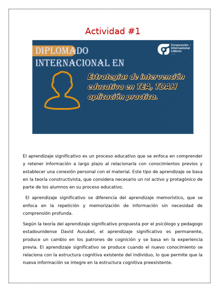 Aprendizaje Significativo y TEA en el Aula | PDF | Aprendizaje | Autismo