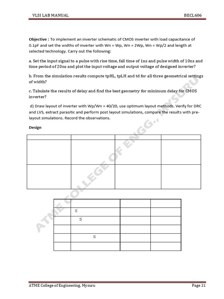 VLSI Lab Manual 2024_25_Tentative _removed | PDF | Cmos | Logic Gate