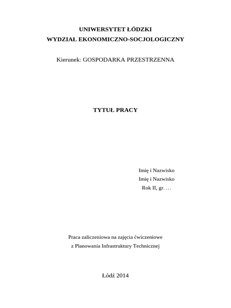 Referat Strona Tytułowa Przykład | PDF