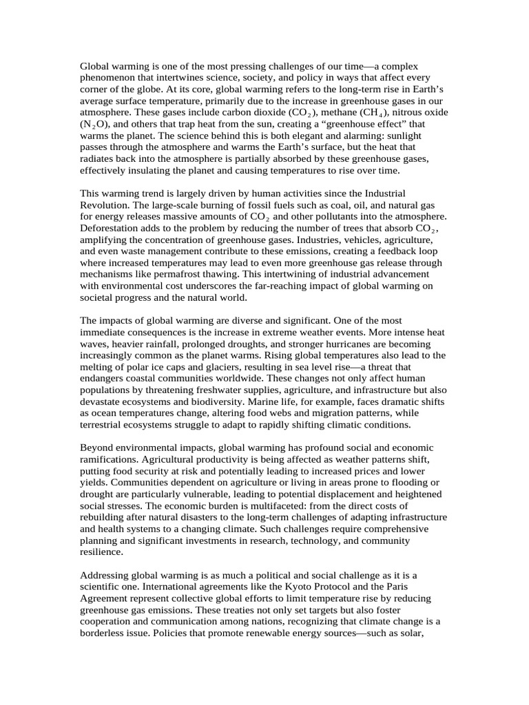 Detailed Explanation on Global Warming | PDF | Climate Change ...