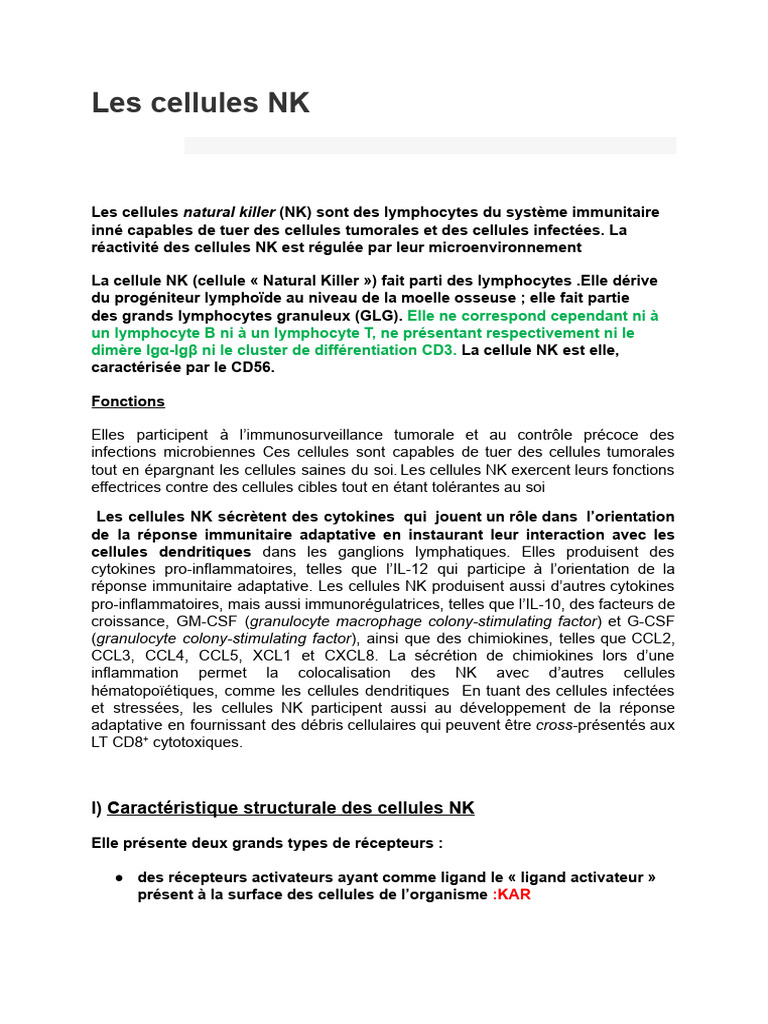 Rôle des cellules NK dans l'immunité | PDF | Lymphocyte NK | Lymphocyte T