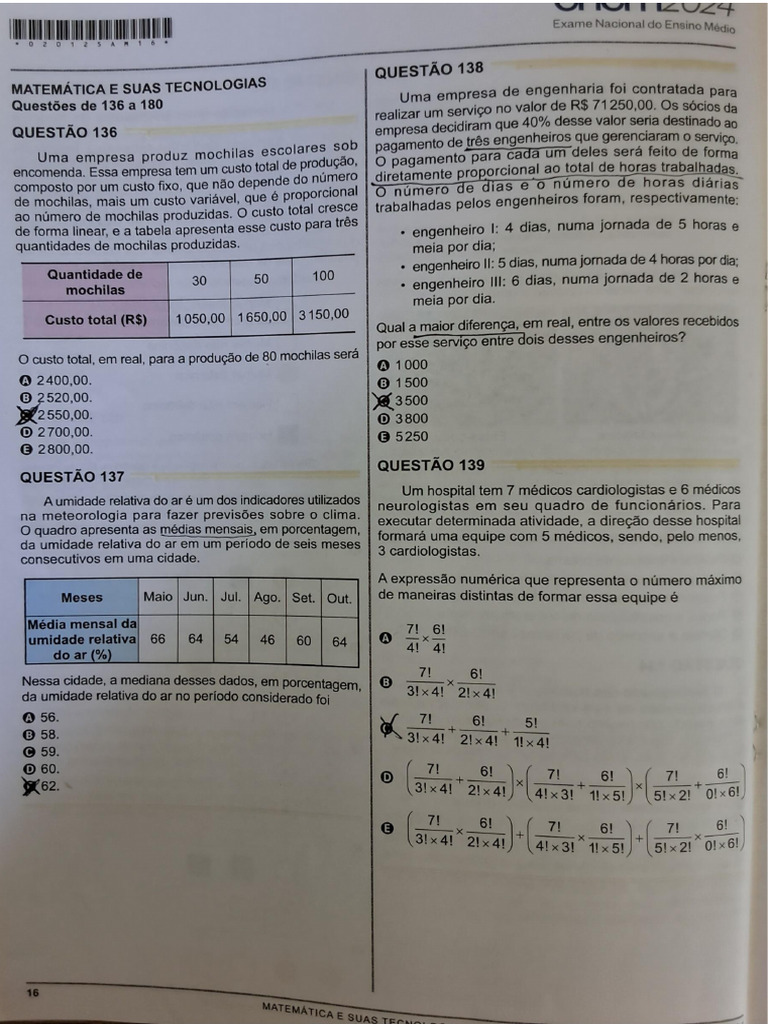 Enem Matemática 2024 - Prova Amarela | PDF