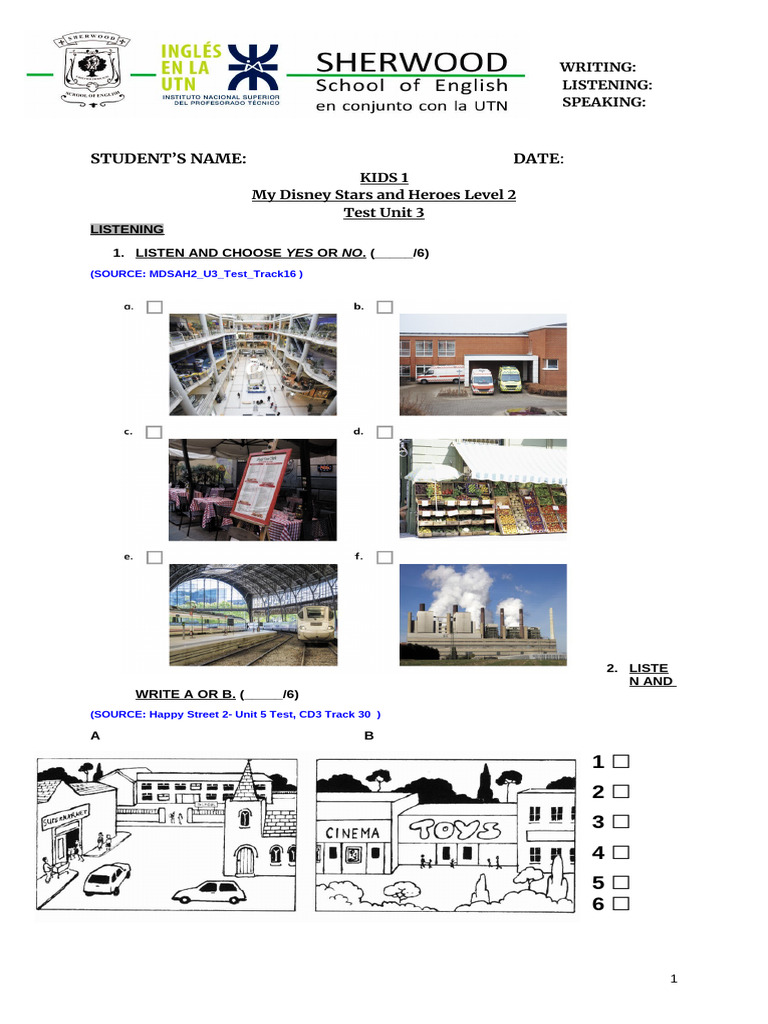 My Disney Stars and Heroes 2 Unit 3 Test | PDF