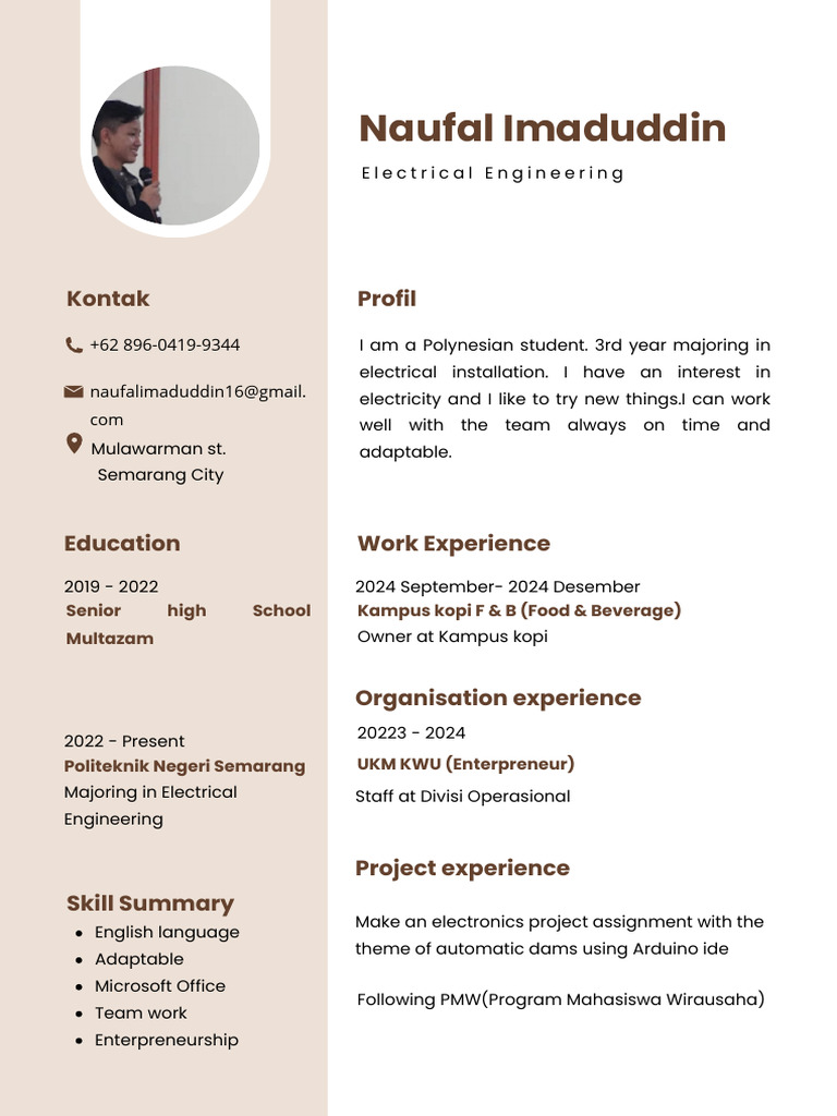 Electrical Engineering Student Profile | PDF