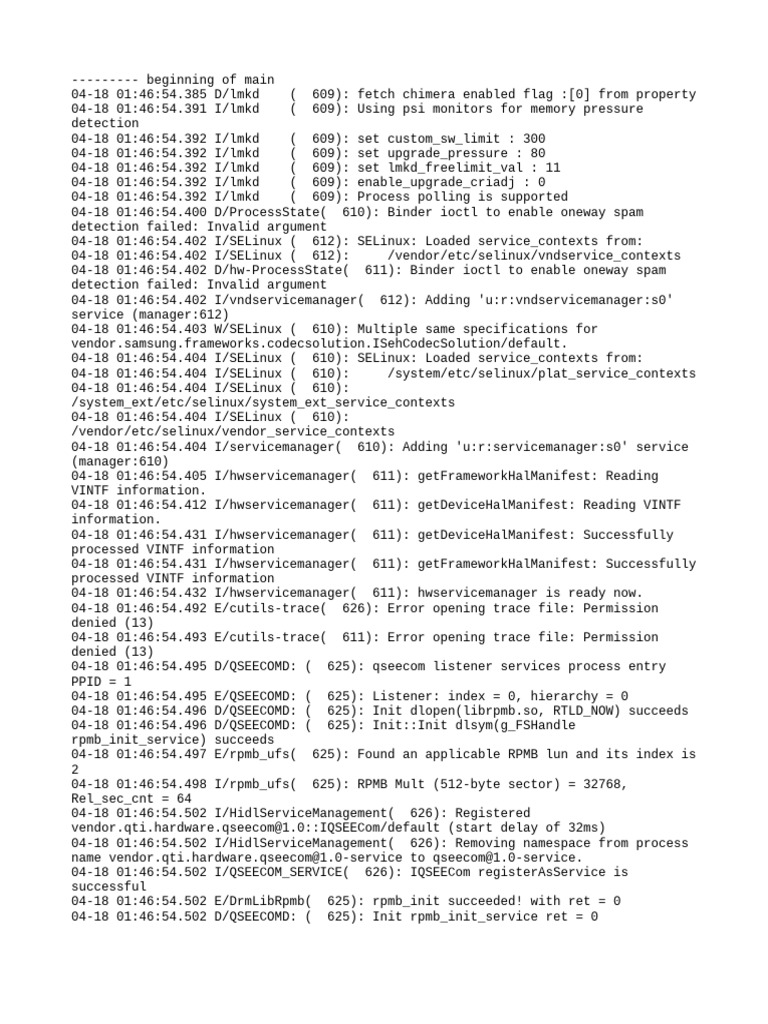 QSEECom Service Initialization Logs | PDF | Proprietary Software ...