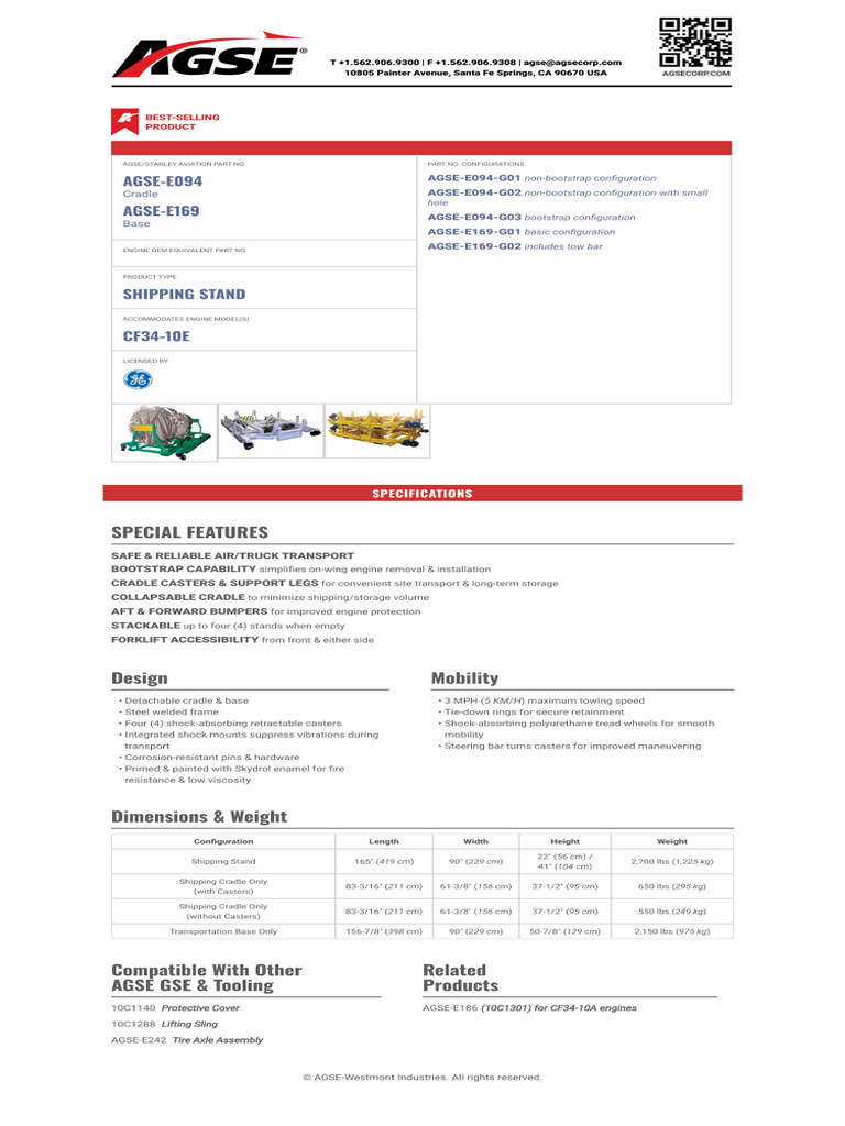 Agse E094 g03 Shipping Cradle Agse E169 g02 Transportation Base Engine ...