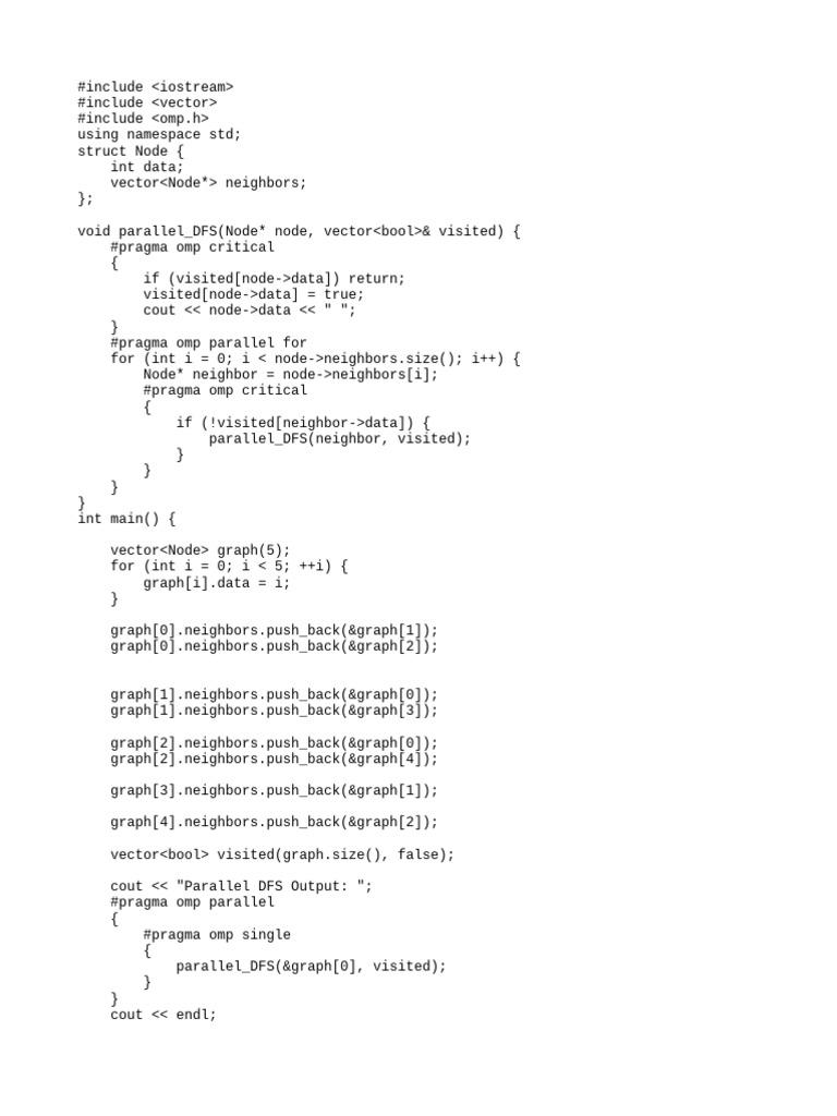 Parallel DFS Implementation in C++ | PDF