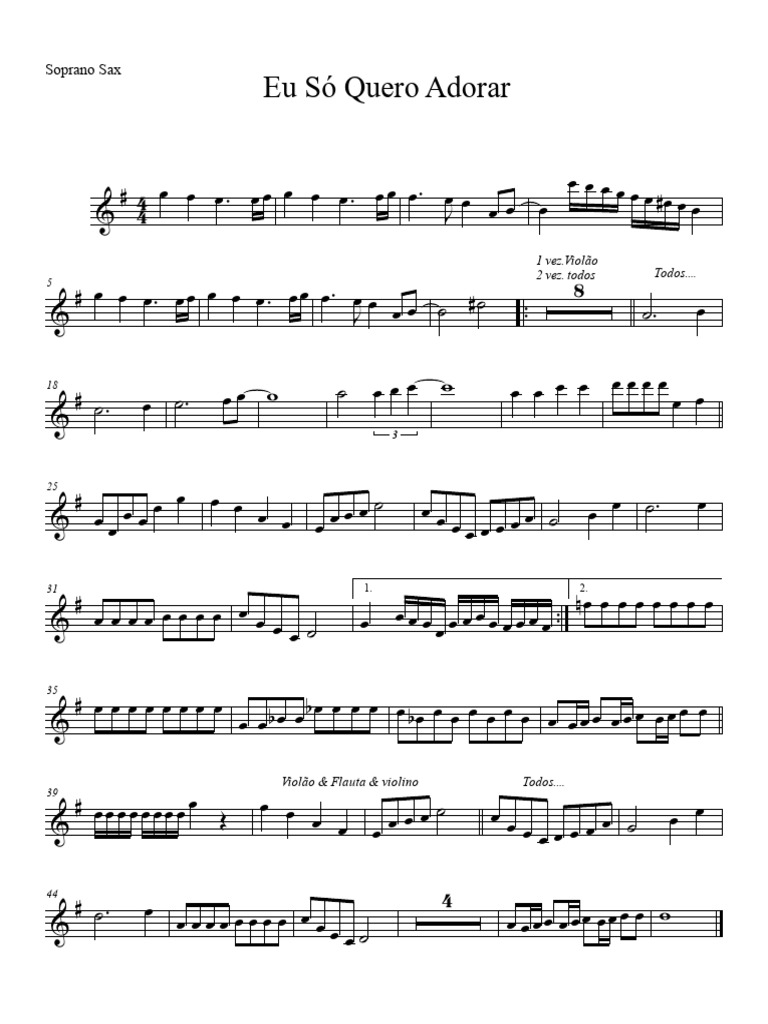 EU SÓ QUERO ADORAR - Soprano Sax | PDF, image size:768x1024