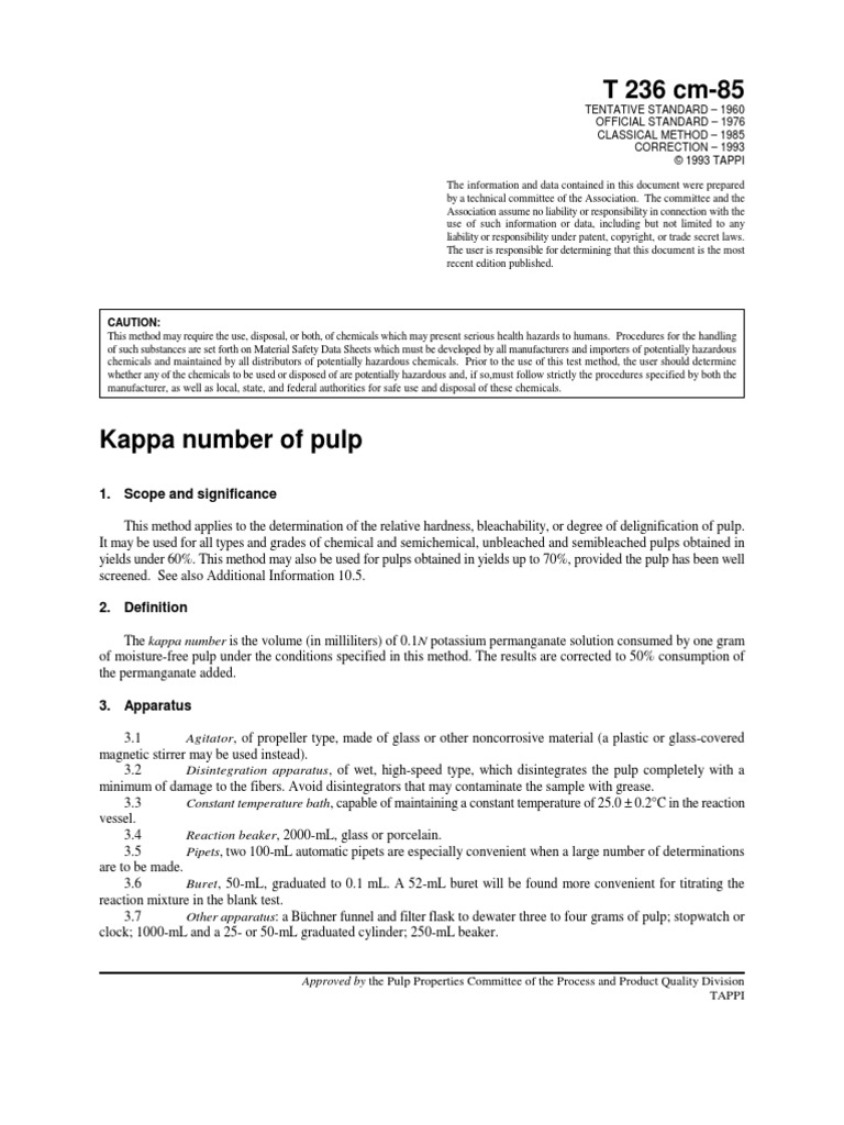 T236 | PDF | Pulp (Paper) | Chemical Substances