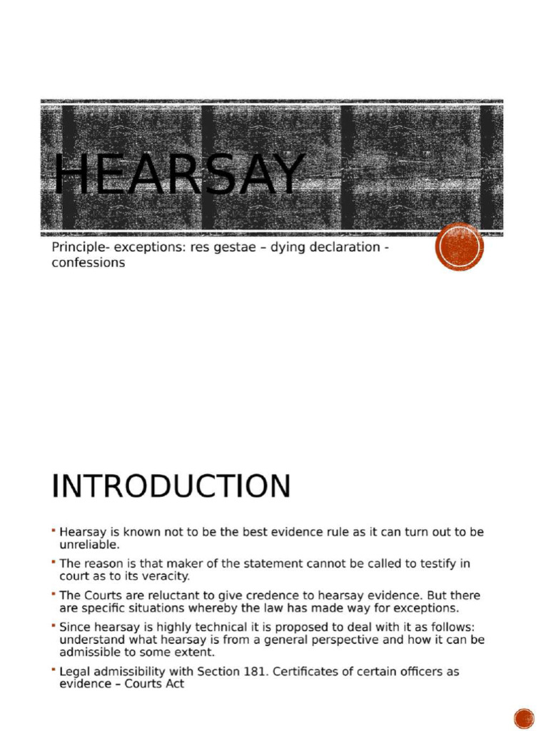 Hearsay - Slides | PDF