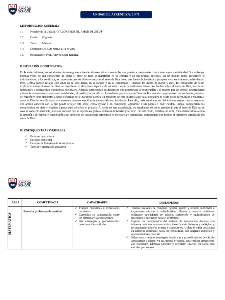 Unidad de Aprendizaje 1 y 2 | PDF | Amor | Decimal