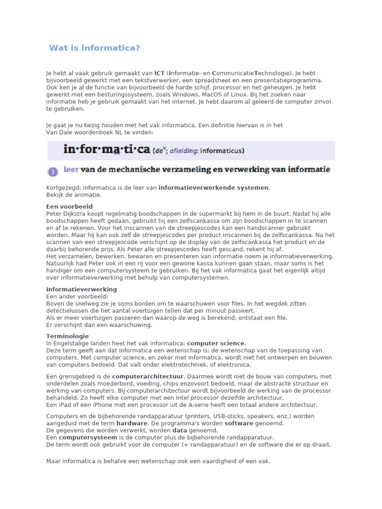 Informatica Samenvatting | PDF
