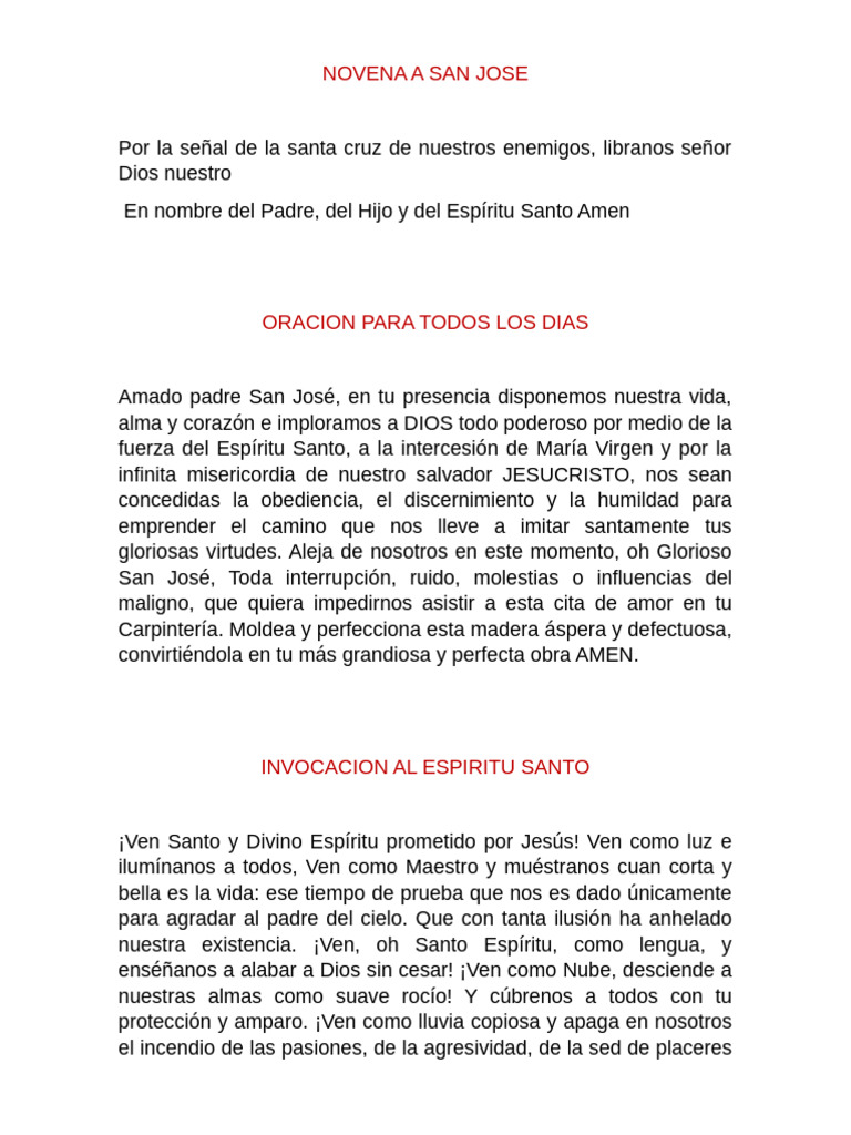 Novena a San José: Oraciones y Reflexiones | PDF | María, madre de ...